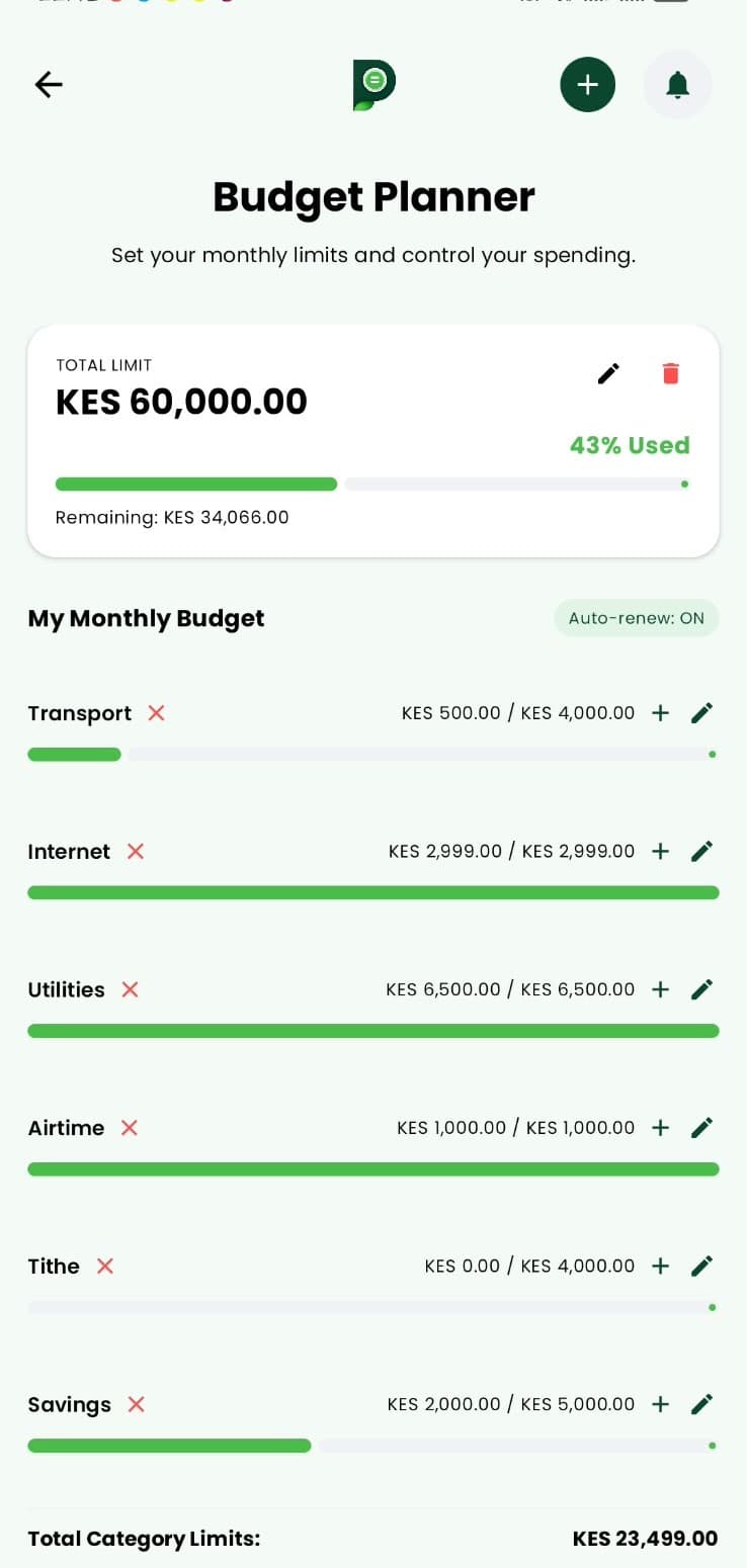 Pesalytics Budget